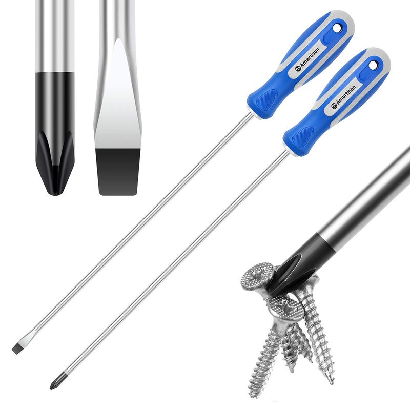 Amartisan 2-Piece 12'' long Screwdriver Set, Long Blade Screwdriver Set 12-Inch Magnetic Screwdriver, Phillips & Slotted Bits .ï¼ˆNEWï¼‰ - Image 1